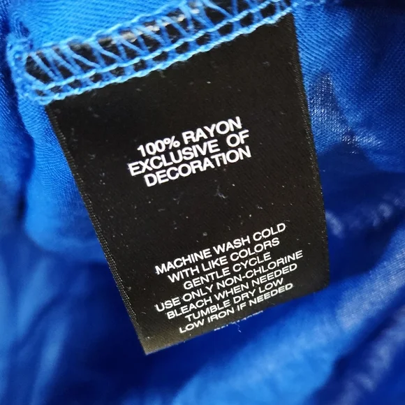 Signature Studio Plus 1X Royal Blue Bell Sleeve Tie Neck Blouse Bold Flattering - Picture 3 of 8